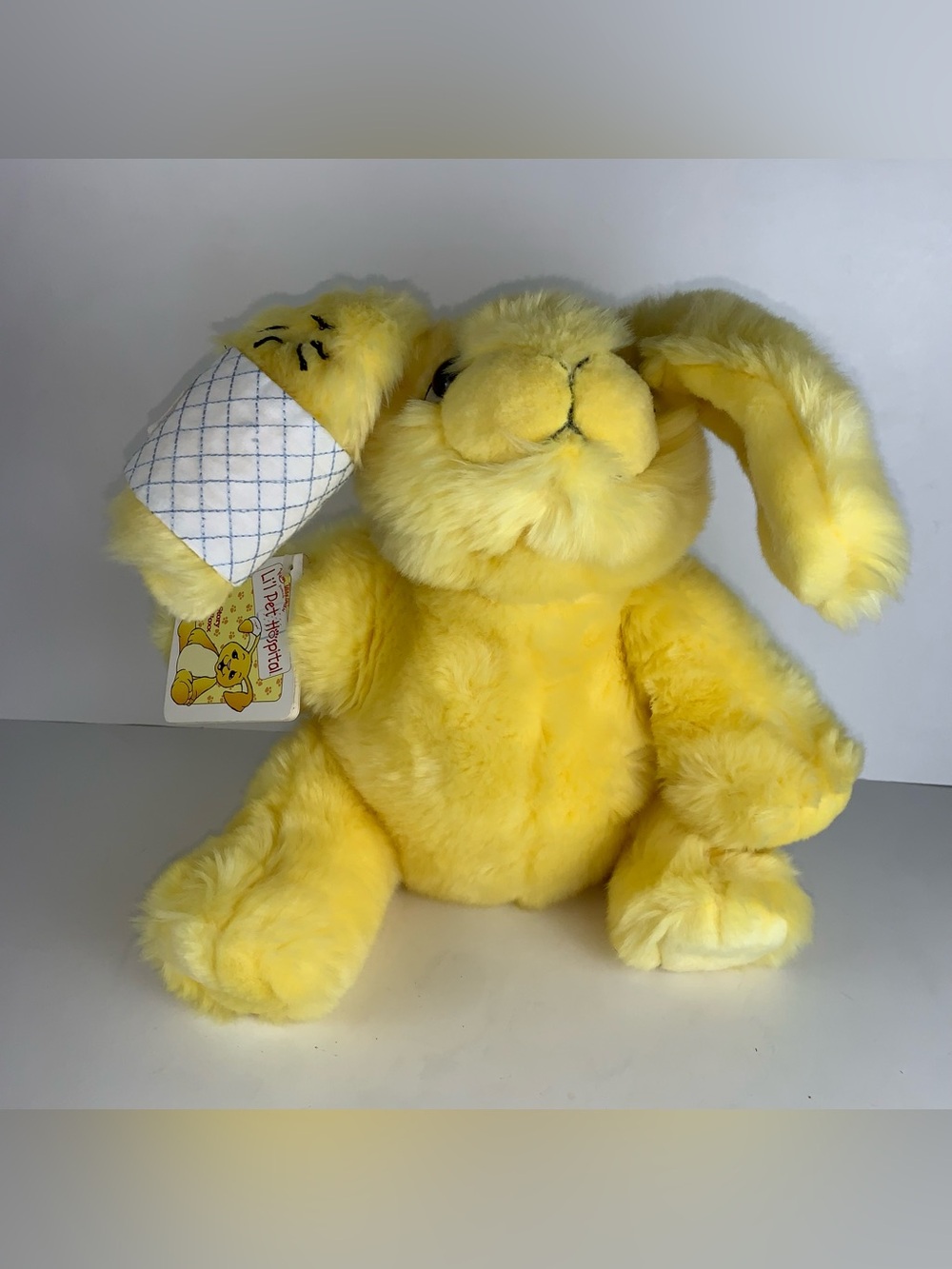 Vintage Li'l Pet Hospital yellow bunny W/ bandaid 11" Plush stuffed animal